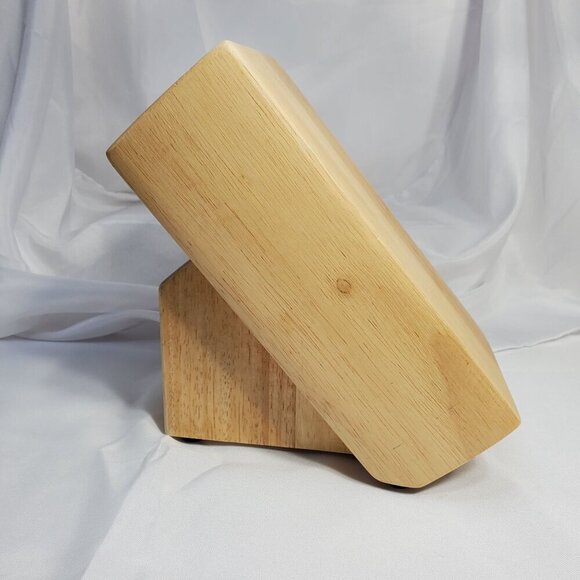 Cuisinart Natural Wood Knife Block 12-Slot Design Brushed Metal Logo BLOCK ONLY - Picture 9 of 10